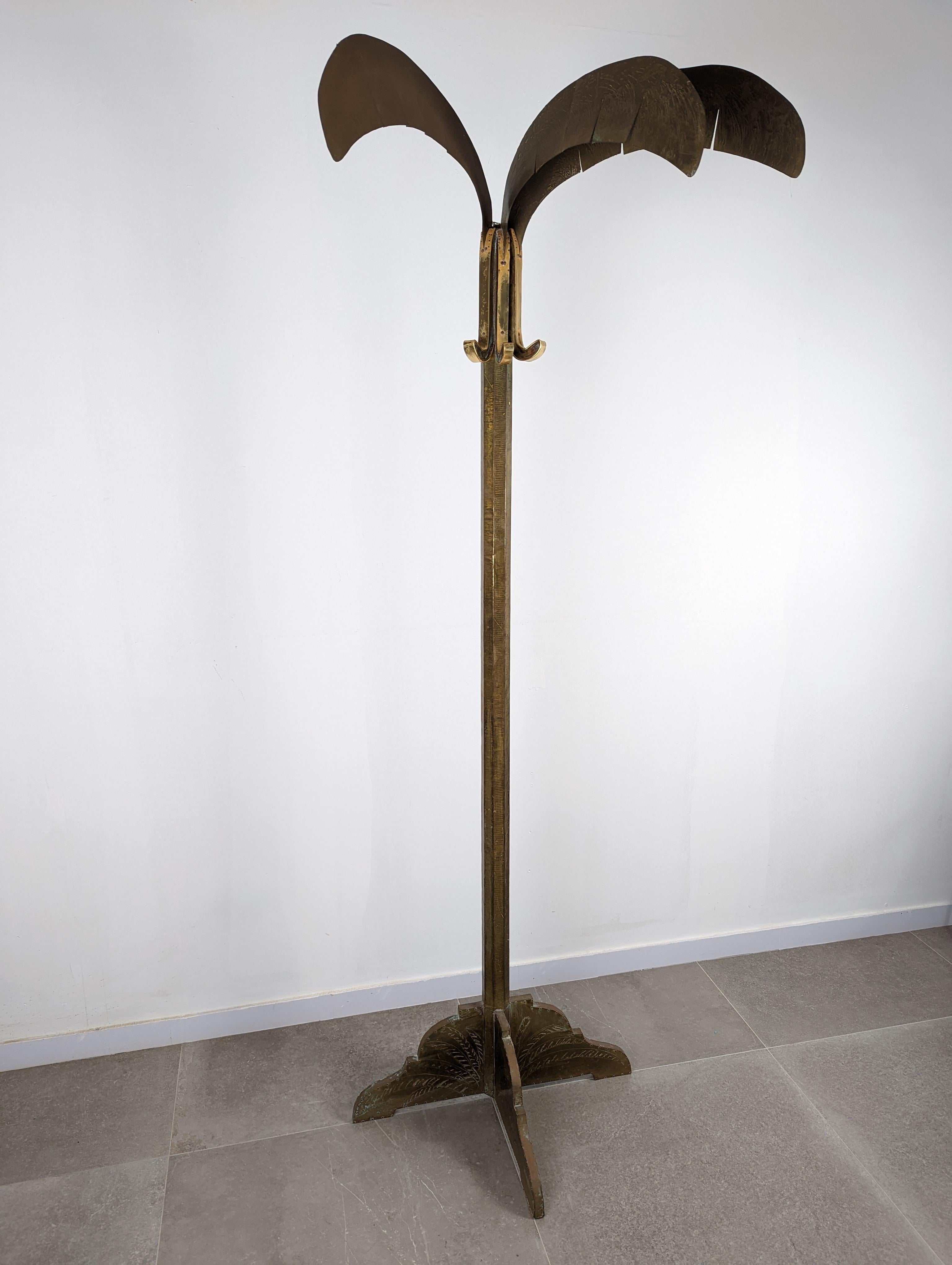 Signed Vintage Regency Gilded Palm Tree Sculpture Coat Rack, 1970s For Sale 3