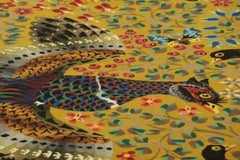 Signed Vintage Rene Perrot Pictorial and Floral Tapestry  Rug & Kilim