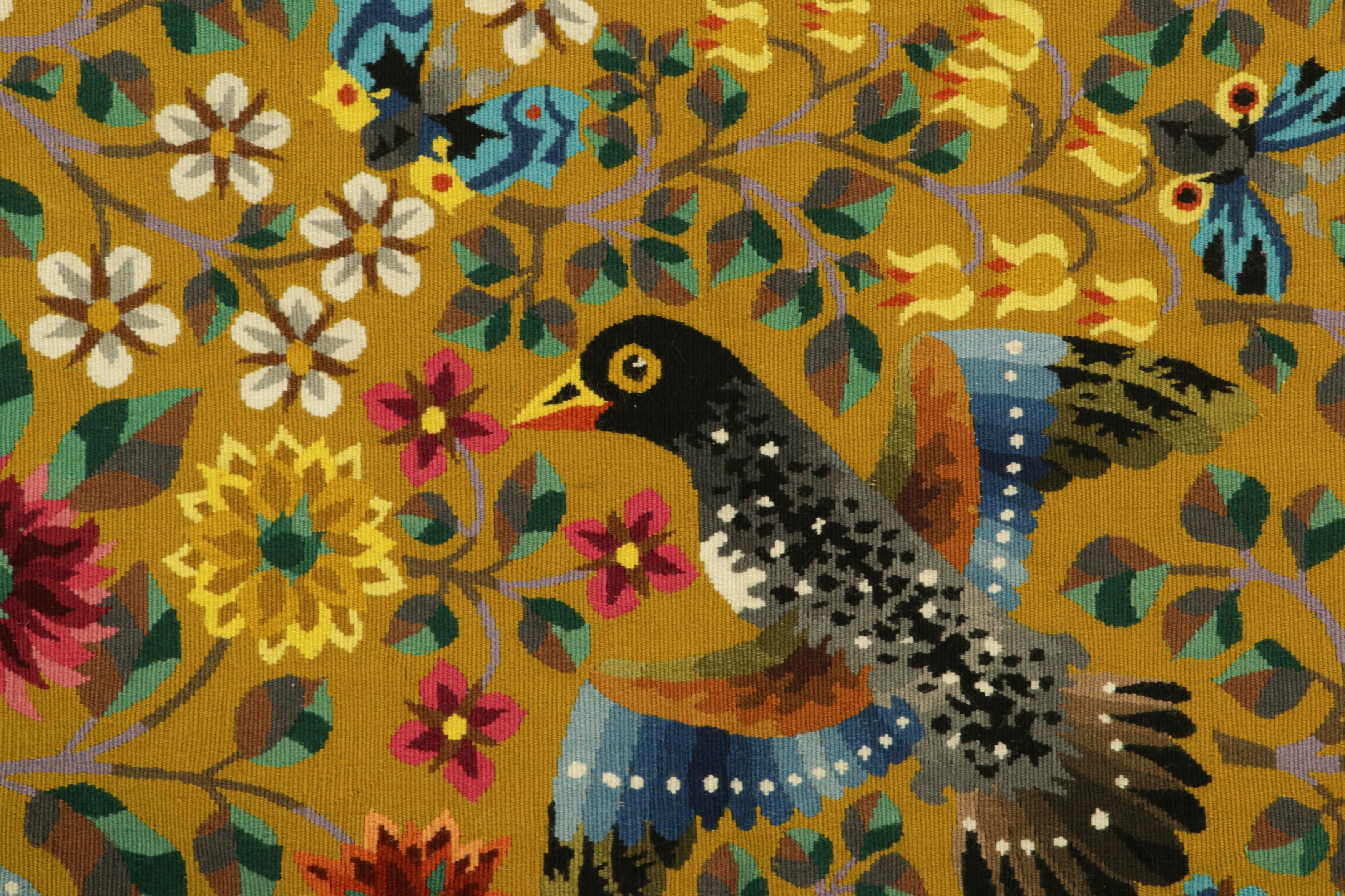 Aubusson Tapisserie picturale et florale vintage signée Rene Perrot  Rug & Kilim en vente