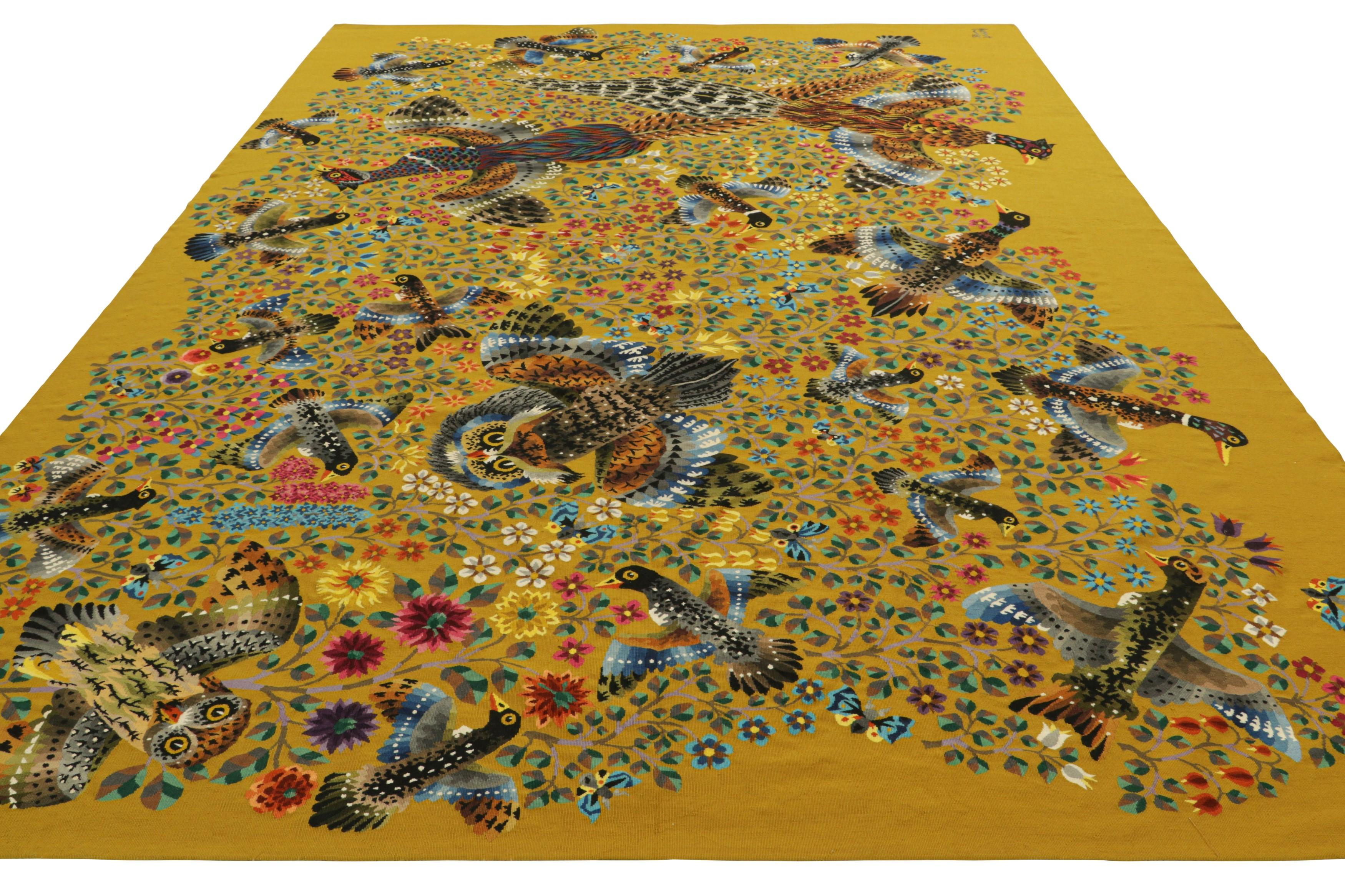 Tissé à la main Tapisserie picturale et florale vintage signée Rene Perrot  Rug & Kilim en vente