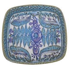 Signed Vintage Royal Copenhagen Hand Painted Purple, Blue Ceramic Bowl Or Tray