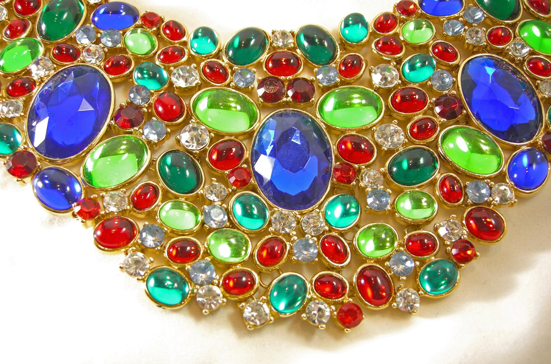 Women's Signed Vintage Scaasi Multi-Color Bib Necklace