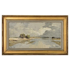 Peinture de paysage de bord de mer signée