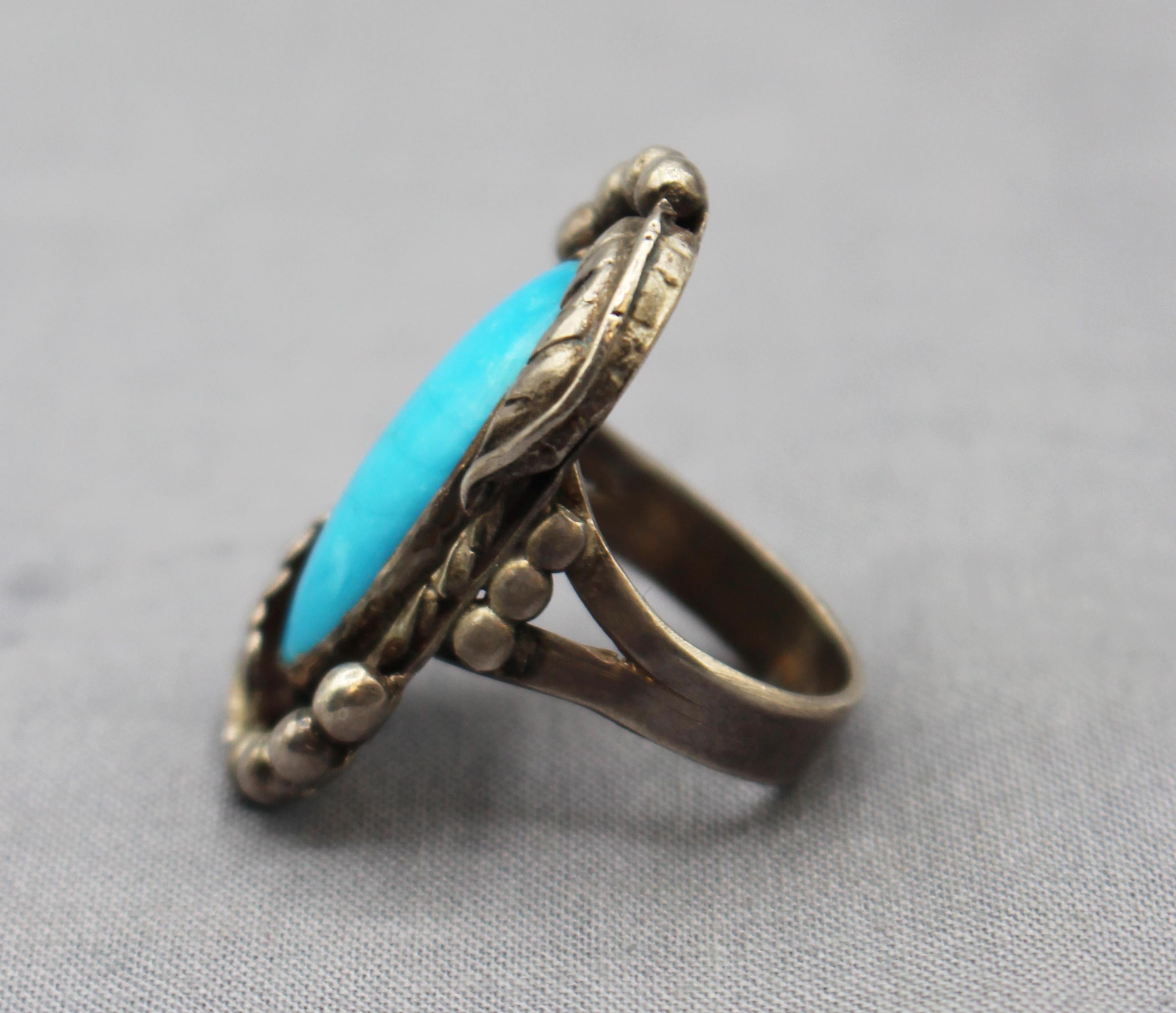 Signed Vintage Set of Zuni Turquoise and Sterling Jewelry For Sale 4