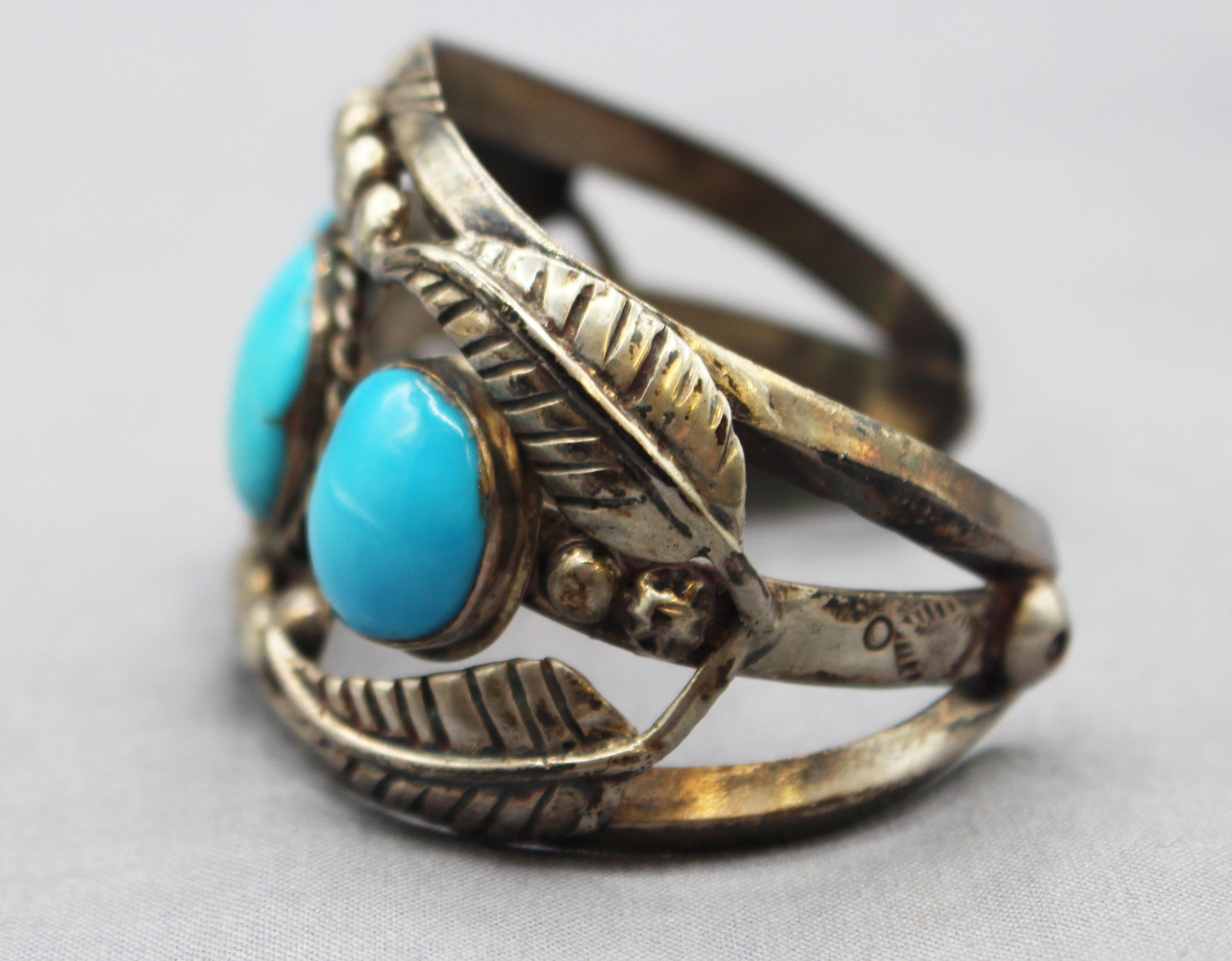 Sterling Silver Signed Vintage Set of Zuni Turquoise and Sterling Jewelry For Sale