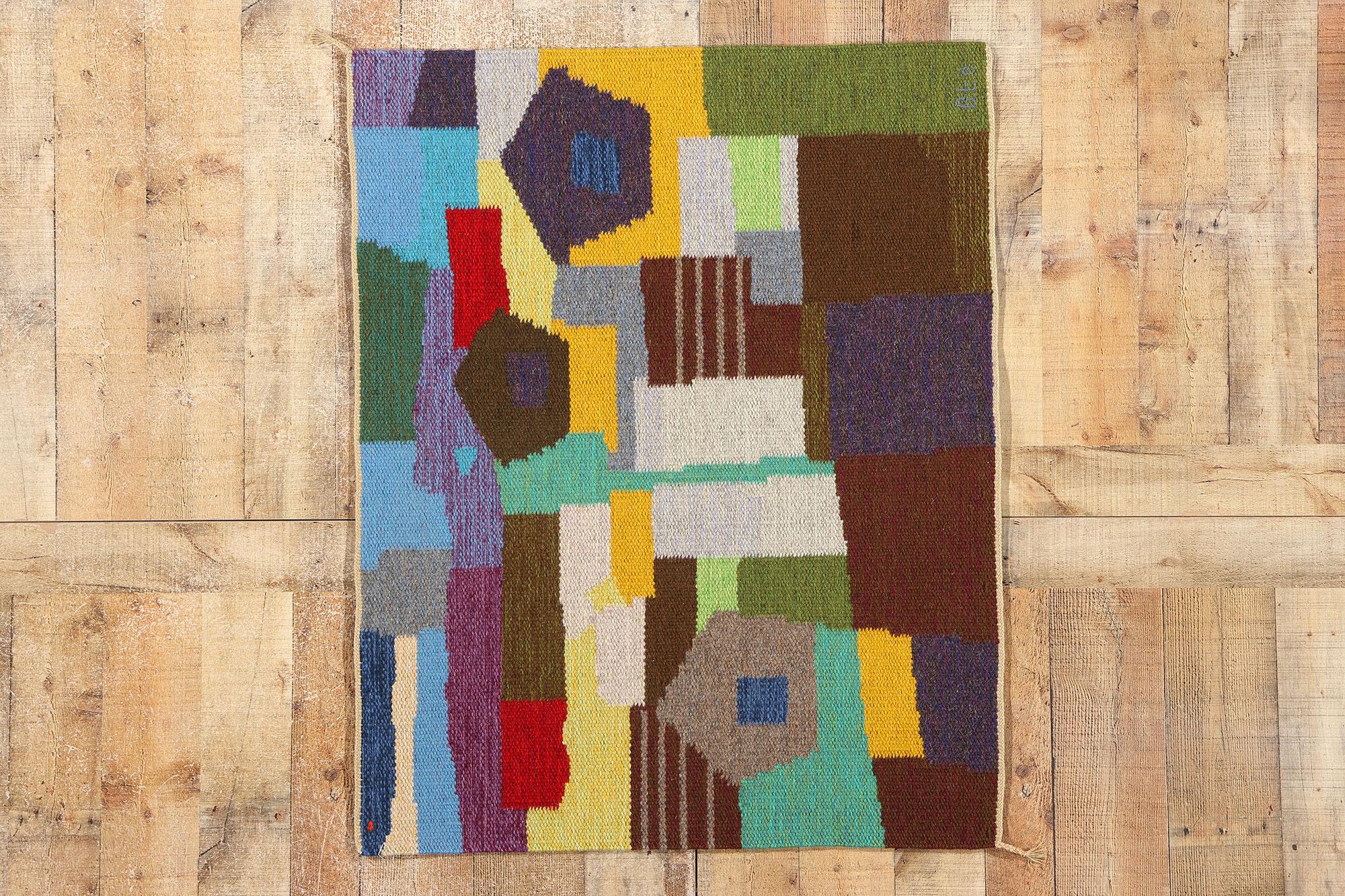 Signed Vintage Swedish Rollakan Rug Bildväv Gammelstads For Sale 3