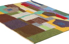 Signed Vintage Swedish Rollakan Rug Bildväv Gammelstads