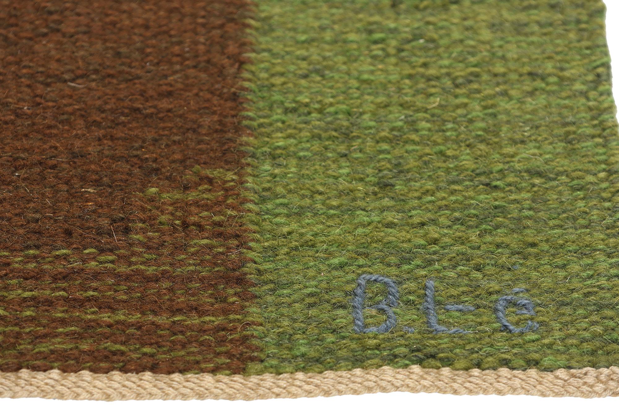 20th Century Signed Vintage Swedish Rollakan Rug Bildväv Gammelstads For Sale