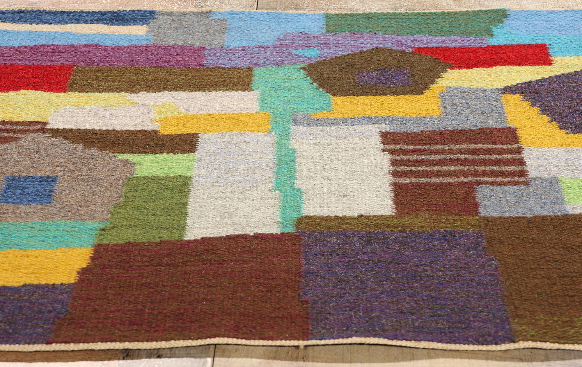 Signed Vintage Swedish Rollakan Rug Bildväv Gammelstads For Sale 2