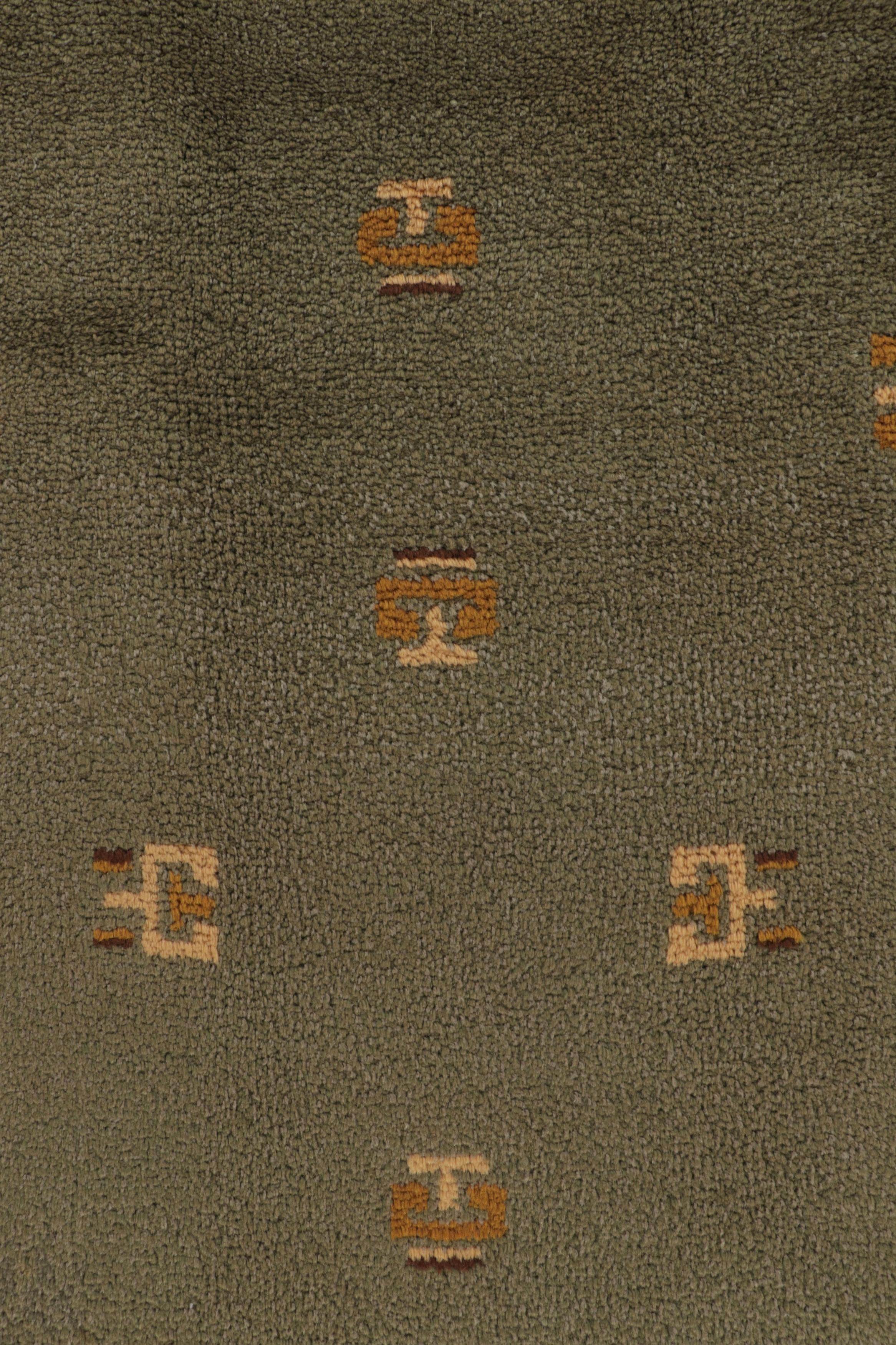 Mid-20th Century Signed Vintage Swedish Rya Rug, Light Green with Geometric Pattern - Rug & Kilim For Sale