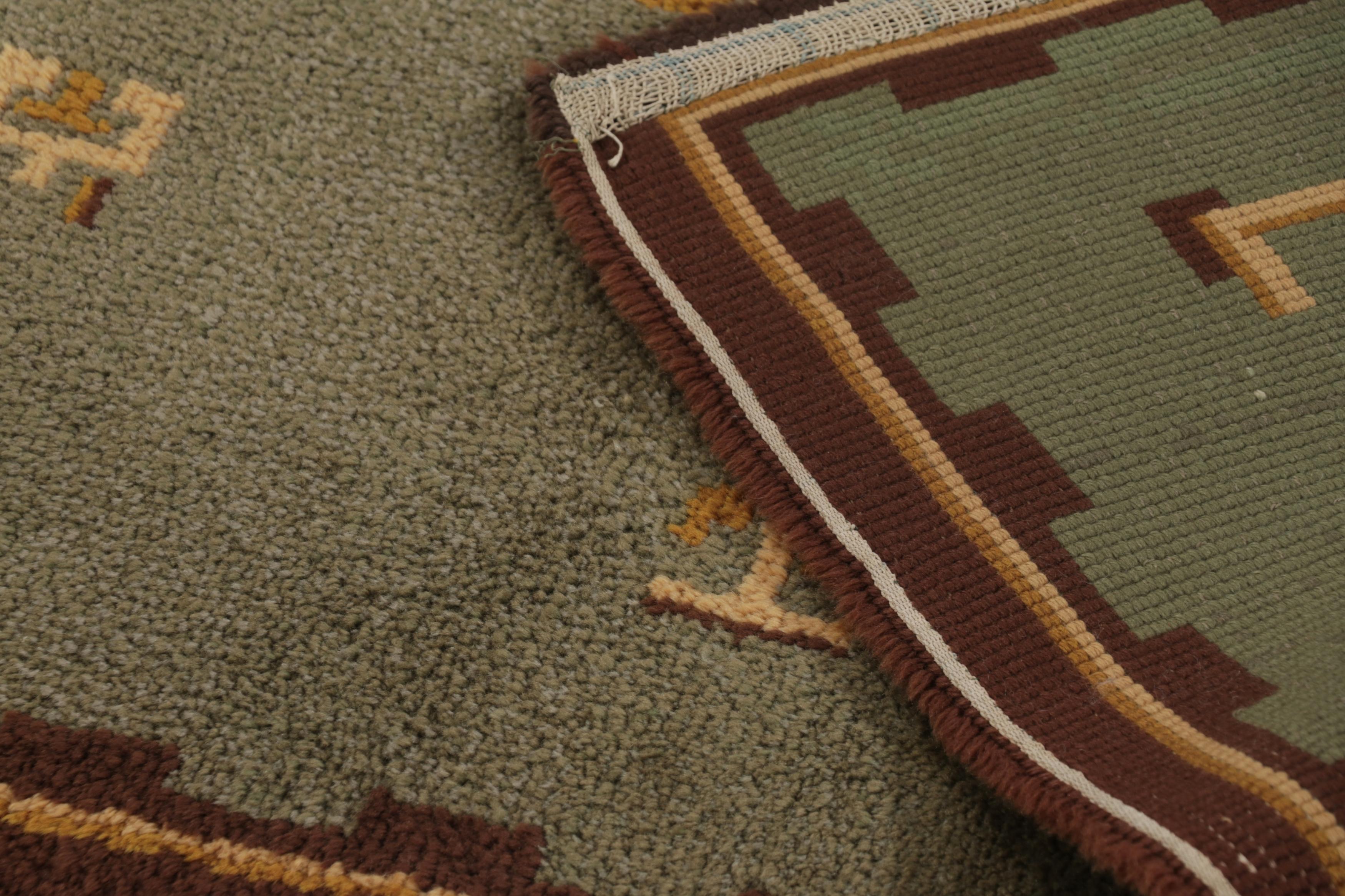 Signed Vintage Swedish Rya Rug, Light Green with Geometric Pattern - Rug & Kilim For Sale 2