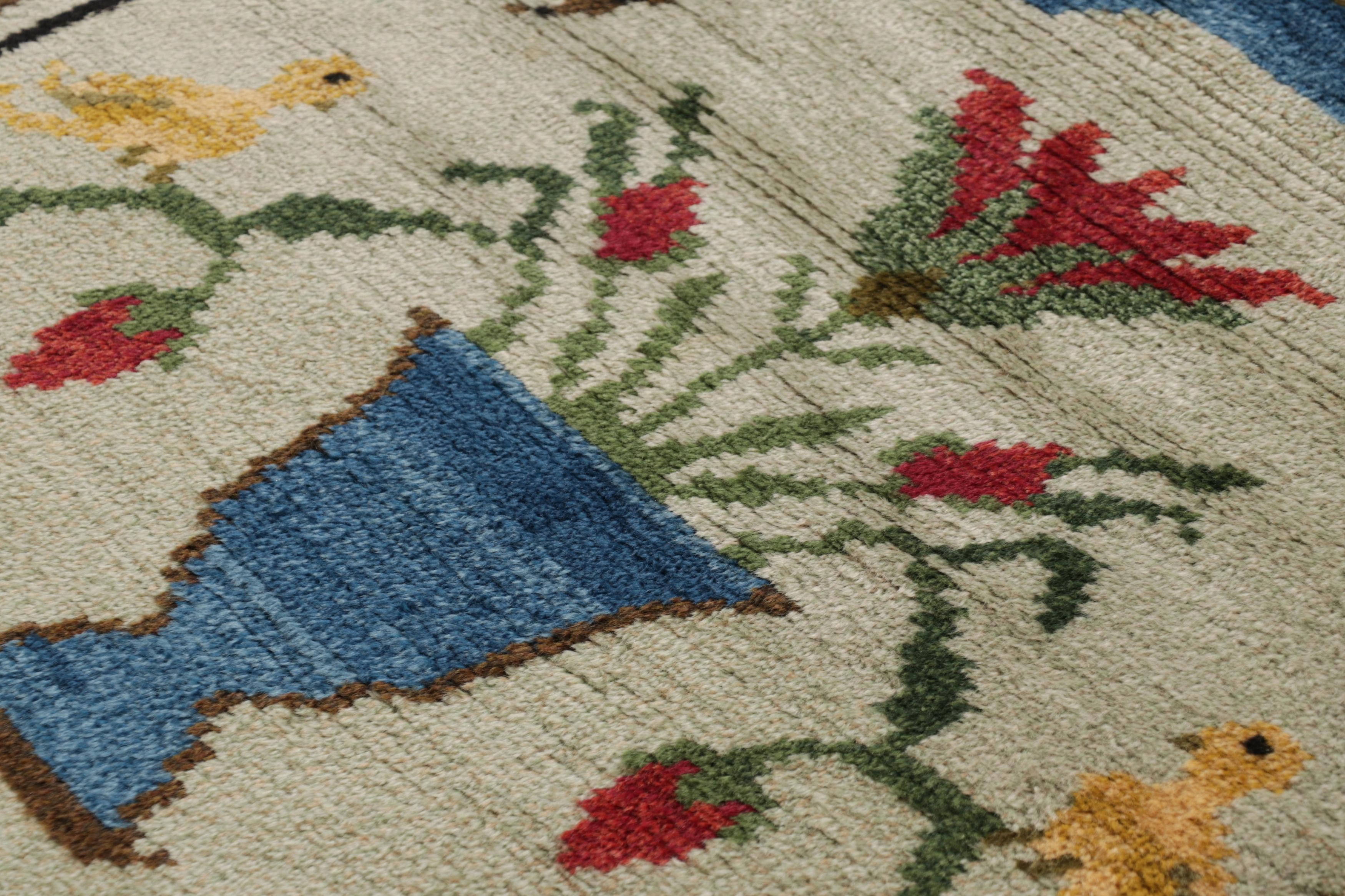 Tappeto Rya svedese d'epoca, firmato, dipinto d'arte popolare scandinava - Rug & Kilim In condizioni buone in vendita a Long Island City, NY