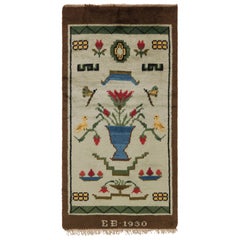 Signed Vintage Swedish Rya Rug, Scandinavian Folk Art Pictorial - Rug & Kilim