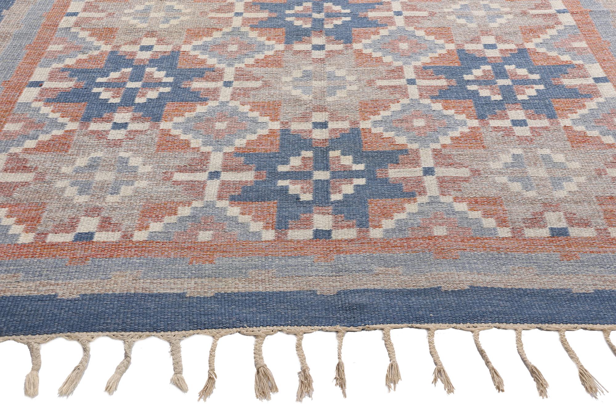 Hand-Woven 1950's Erik Lundberg Swedish Scandinavian Röllakan, Vävaregården For Sale