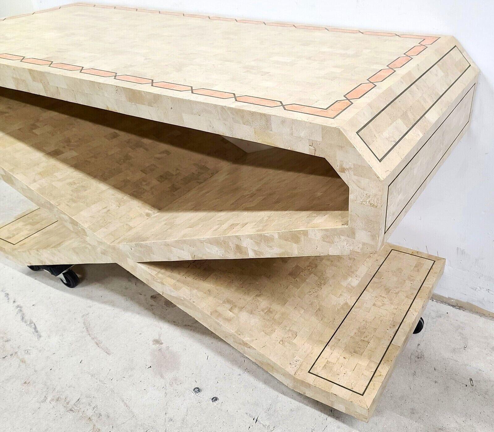 Signed Vintage Tessellated Stone Console or Dining Table Base In Good Condition For Sale In Lake Worth, FL