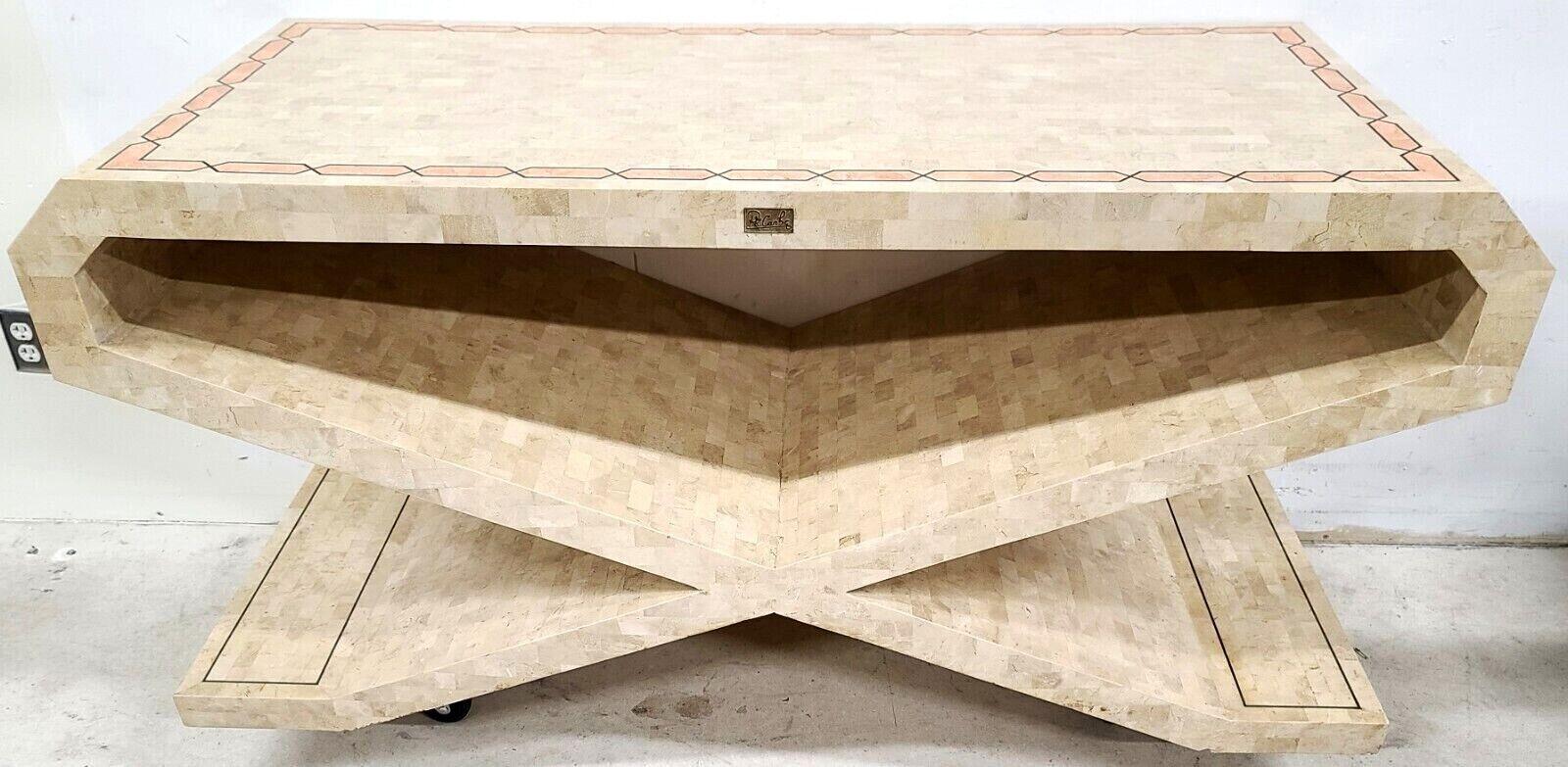 Signed Vintage Tessellated Stone Console or Dining Table Base For Sale 2