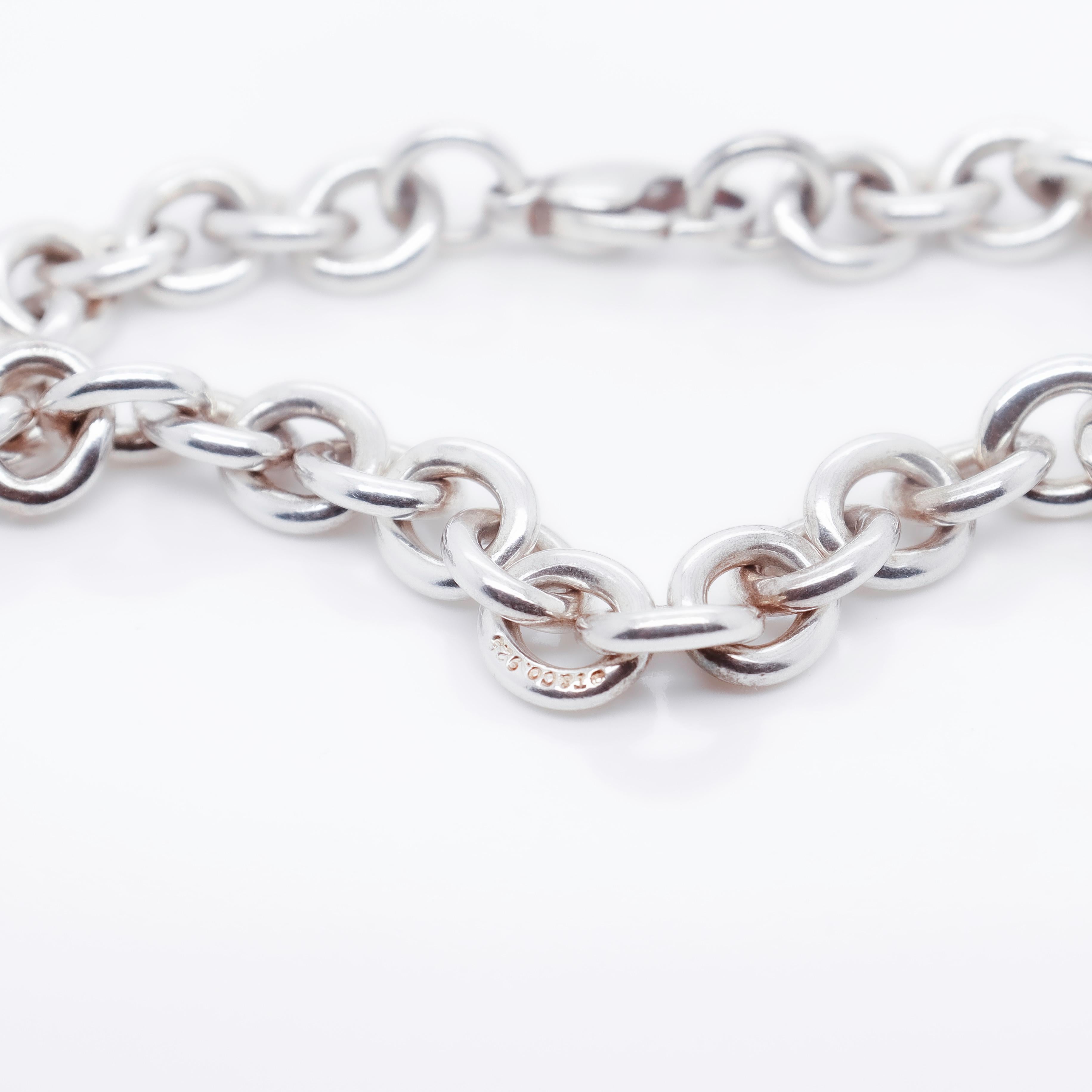 Signed Vintage Tiffany & Co. Sterling Silver Round Link Chain Bracelet 6