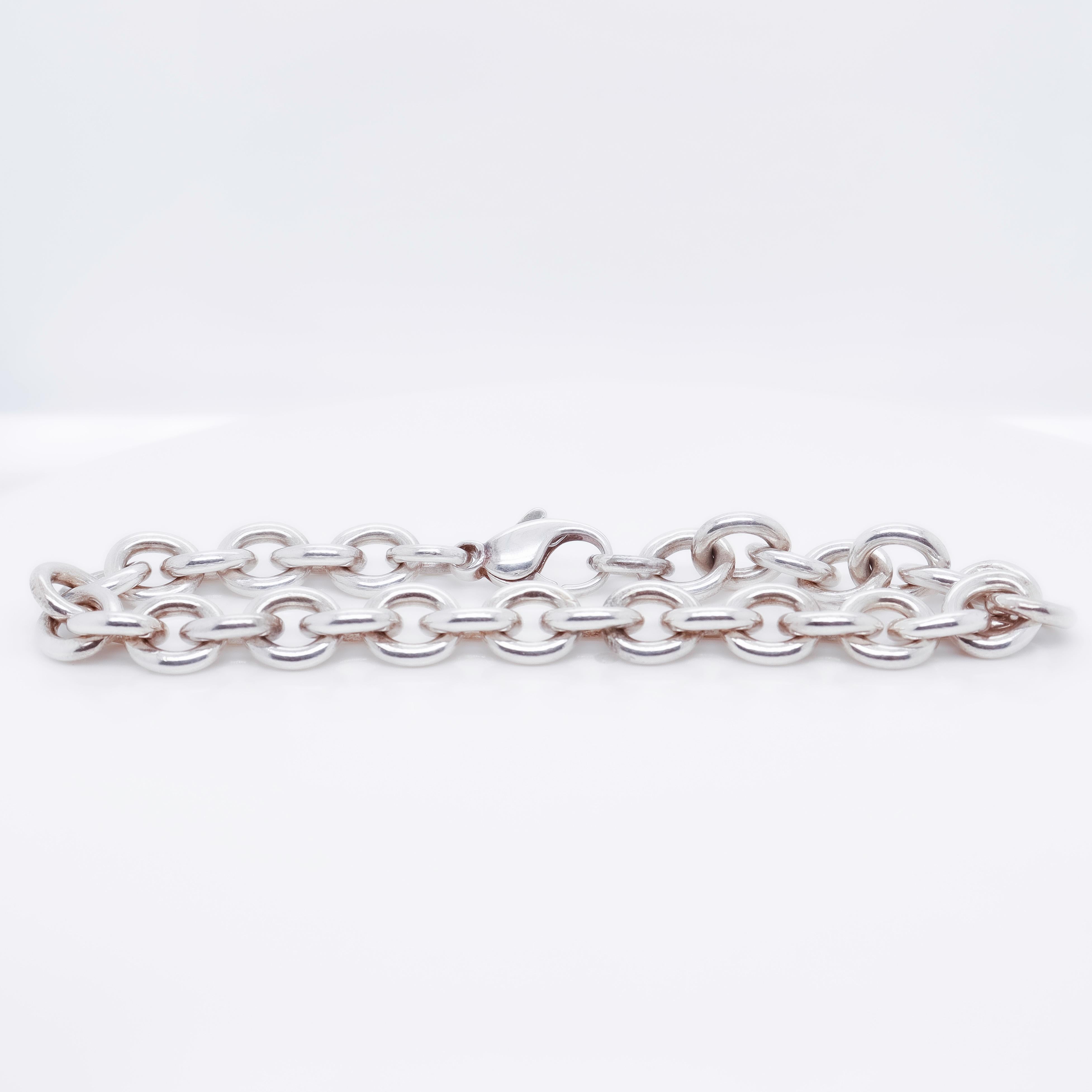 Signed Vintage Tiffany & Co. Sterling Silver Round Link Chain Bracelet In Good Condition In Philadelphia, PA