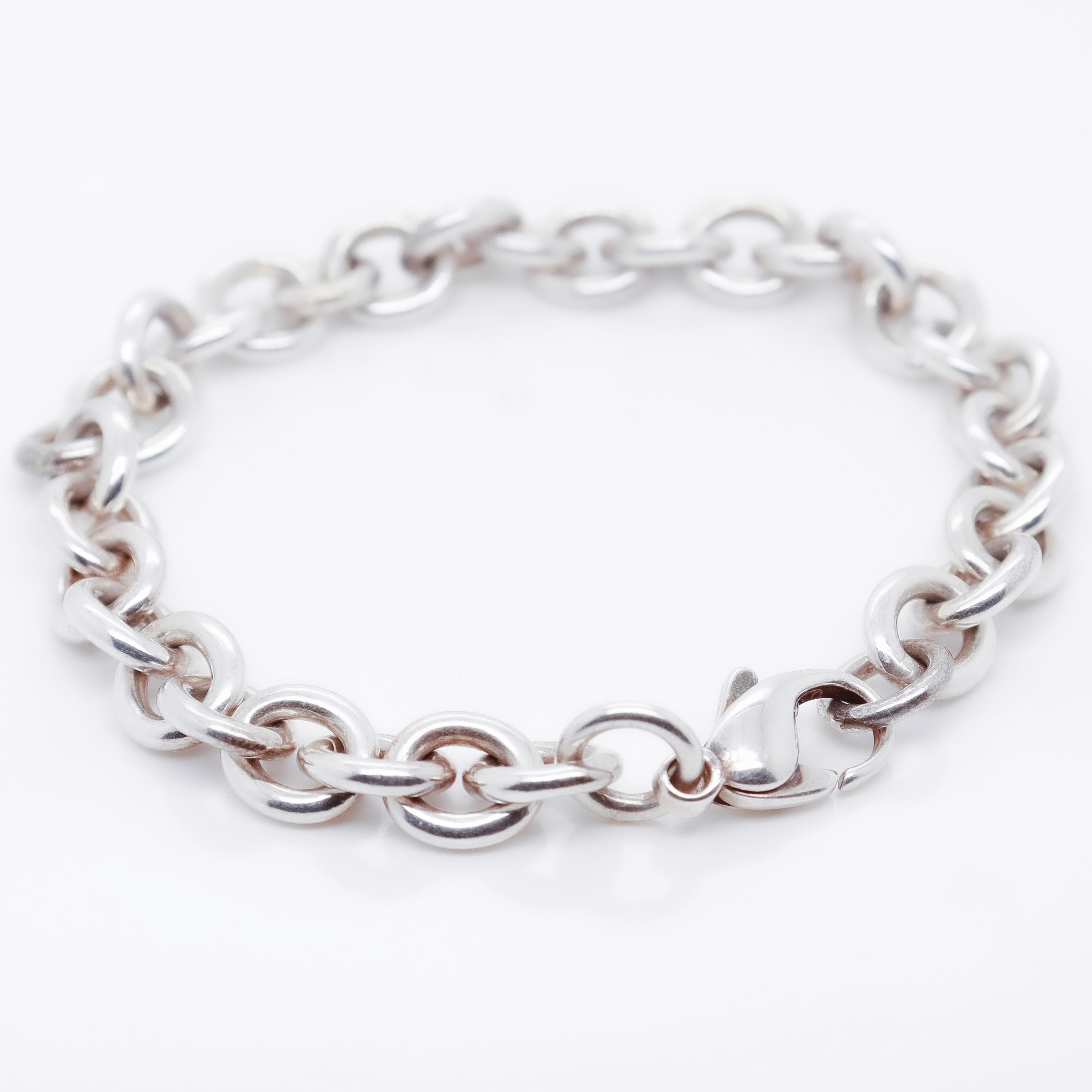 Signed Vintage Tiffany & Co. Sterling Silver Round Link Chain Bracelet 2