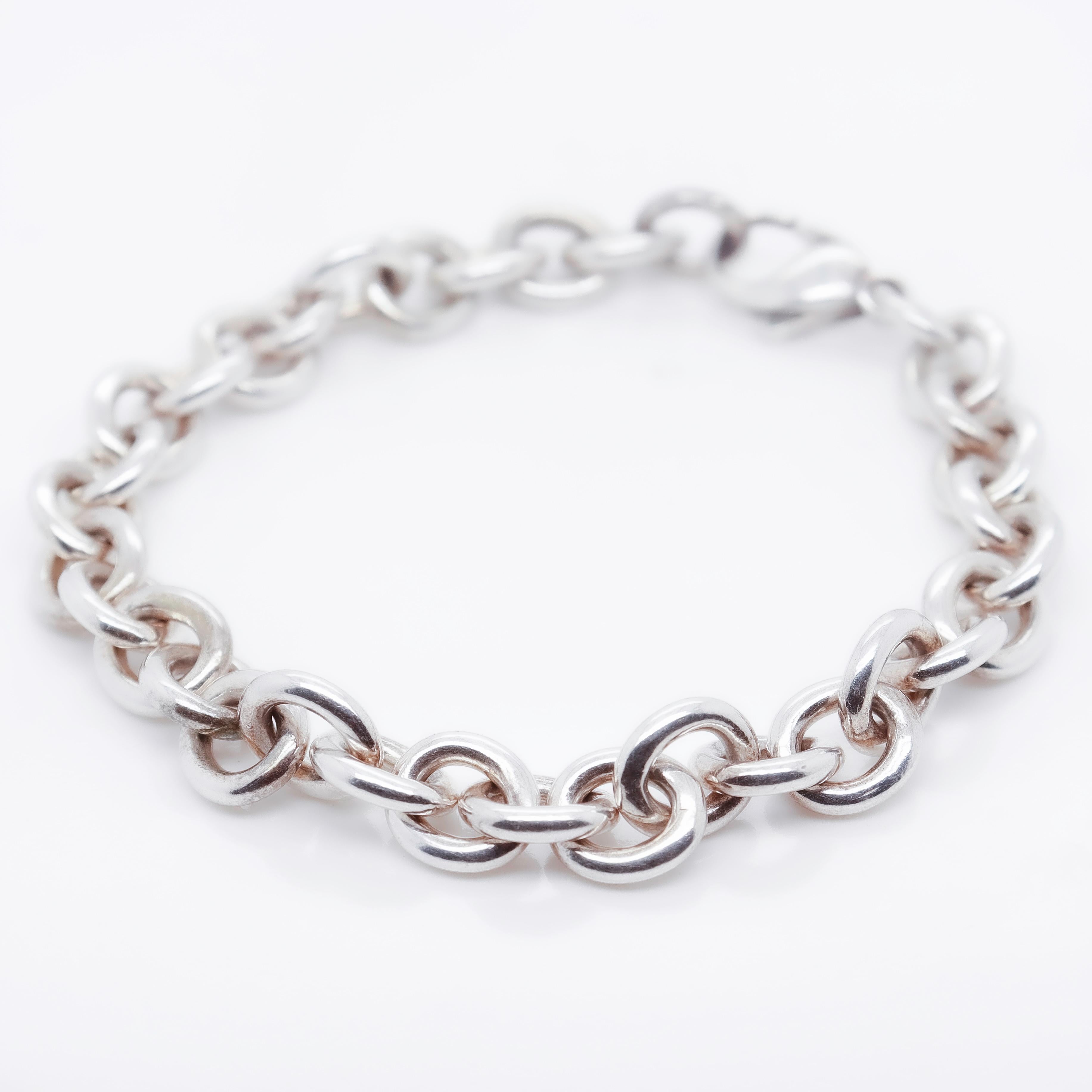 Signed Vintage Tiffany & Co. Sterling Silver Round Link Chain Bracelet 3