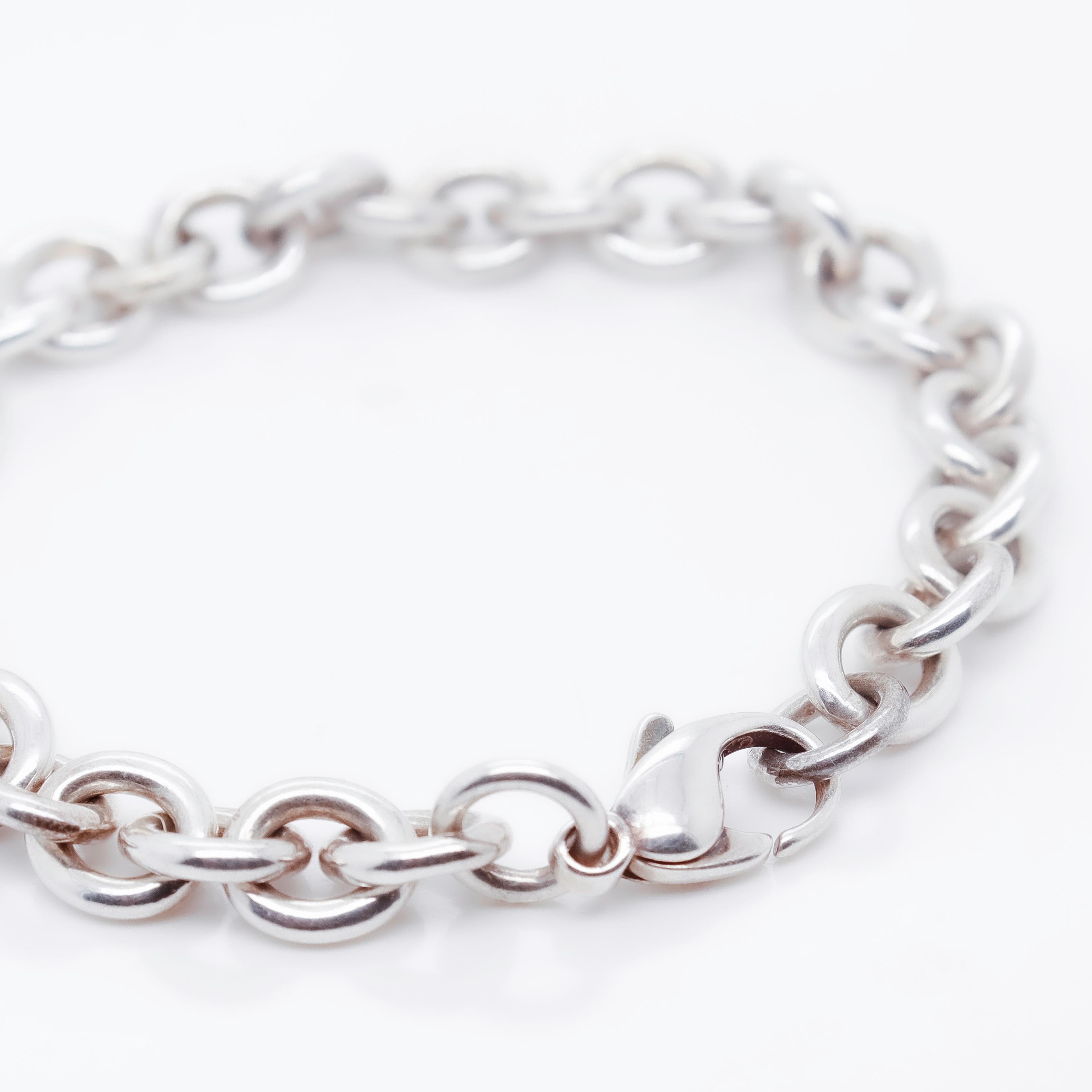 Signed Vintage Tiffany & Co. Sterling Silver Round Link Chain Bracelet 4