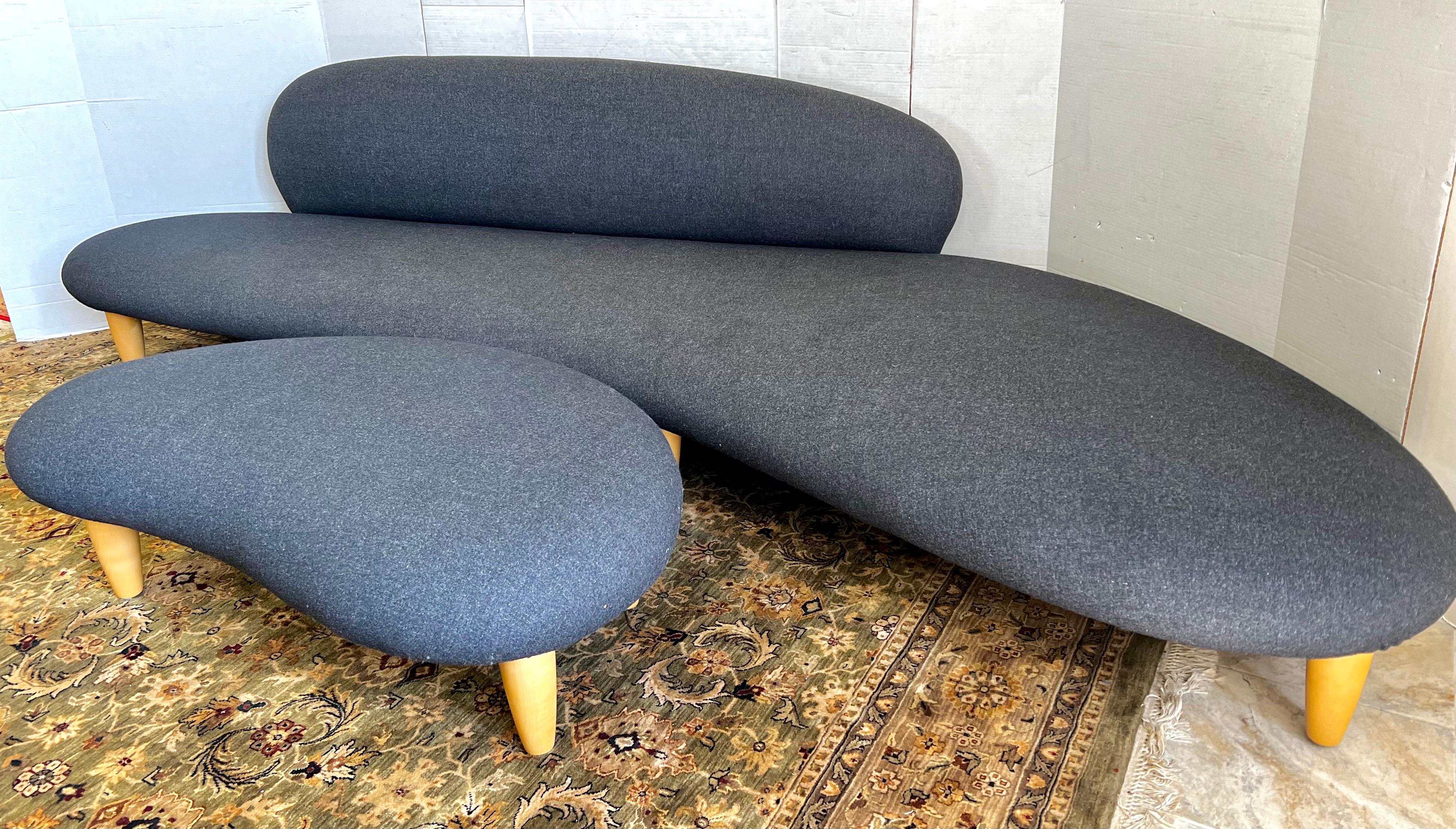 Mid-Century Modern Signed Vitra Isamu Noguchi Freeform Cloud Large Biomorphic Sofa & Ottoman For Sale