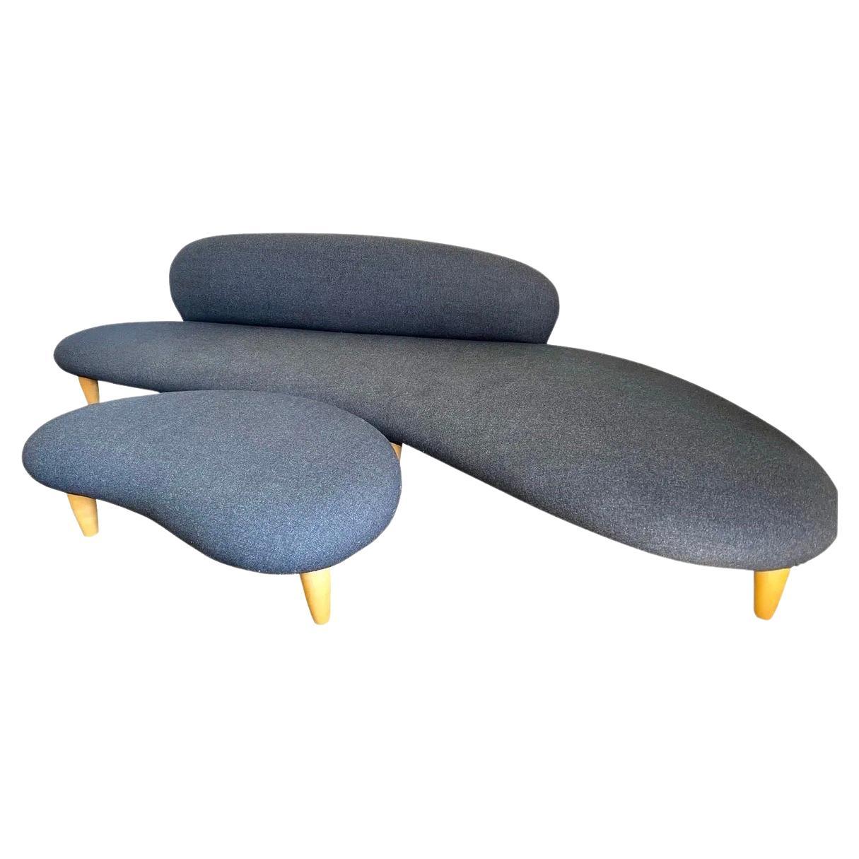 Signed Vitra Isamu Noguchi Freeform Cloud Large Biomorphic Sofa & Ottoman For Sale