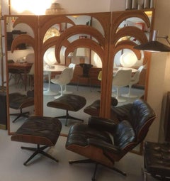 Signed Vivai del Sud Bamboo Palm Trees Mirrored Screen, Italy, 1970s