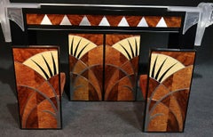 Signed Vladimir Kagan Art Deco Liquor Bar with Chairs Replica Chrysler Tower