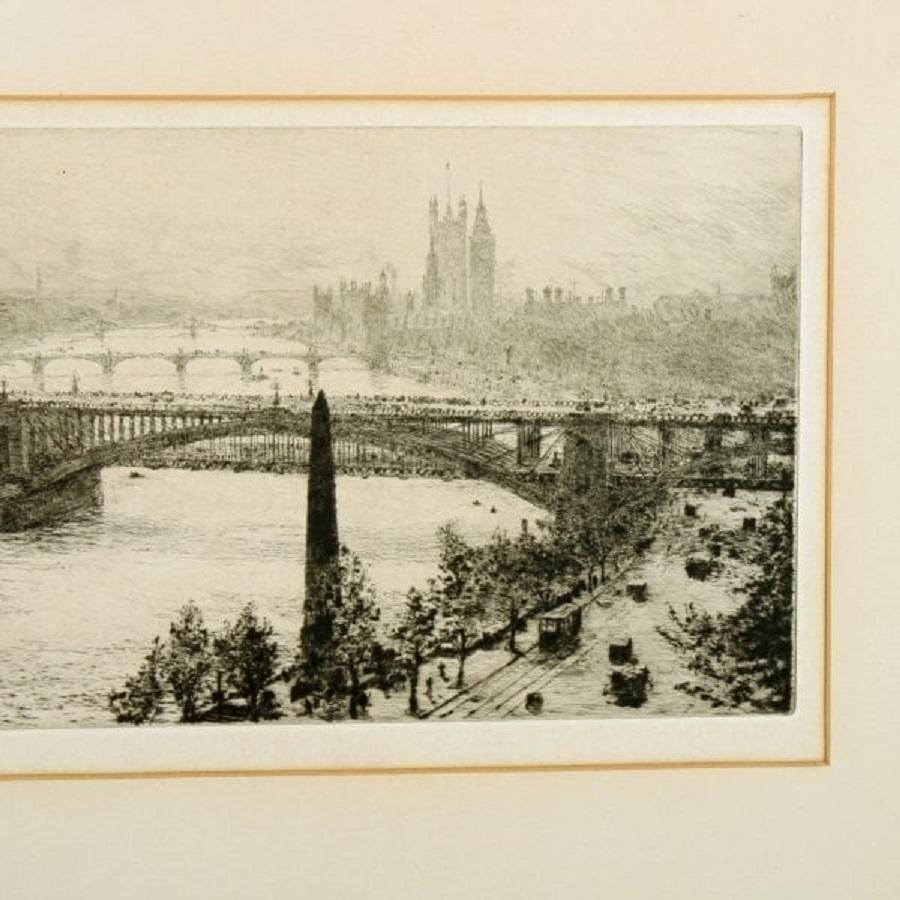 European Signed W L Wyllie Etching, 20th Century For Sale