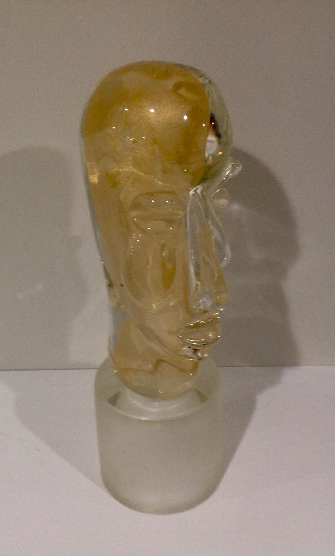 Signed Walter Furlan art glass sculpture in brilliant gold Murano glass.