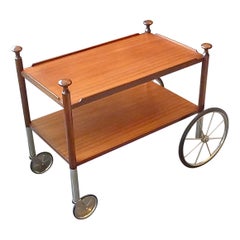 Signed Walter Wirz Wilhelm Renz Serving Cart Bar Trolley Side Table Teak 1960s