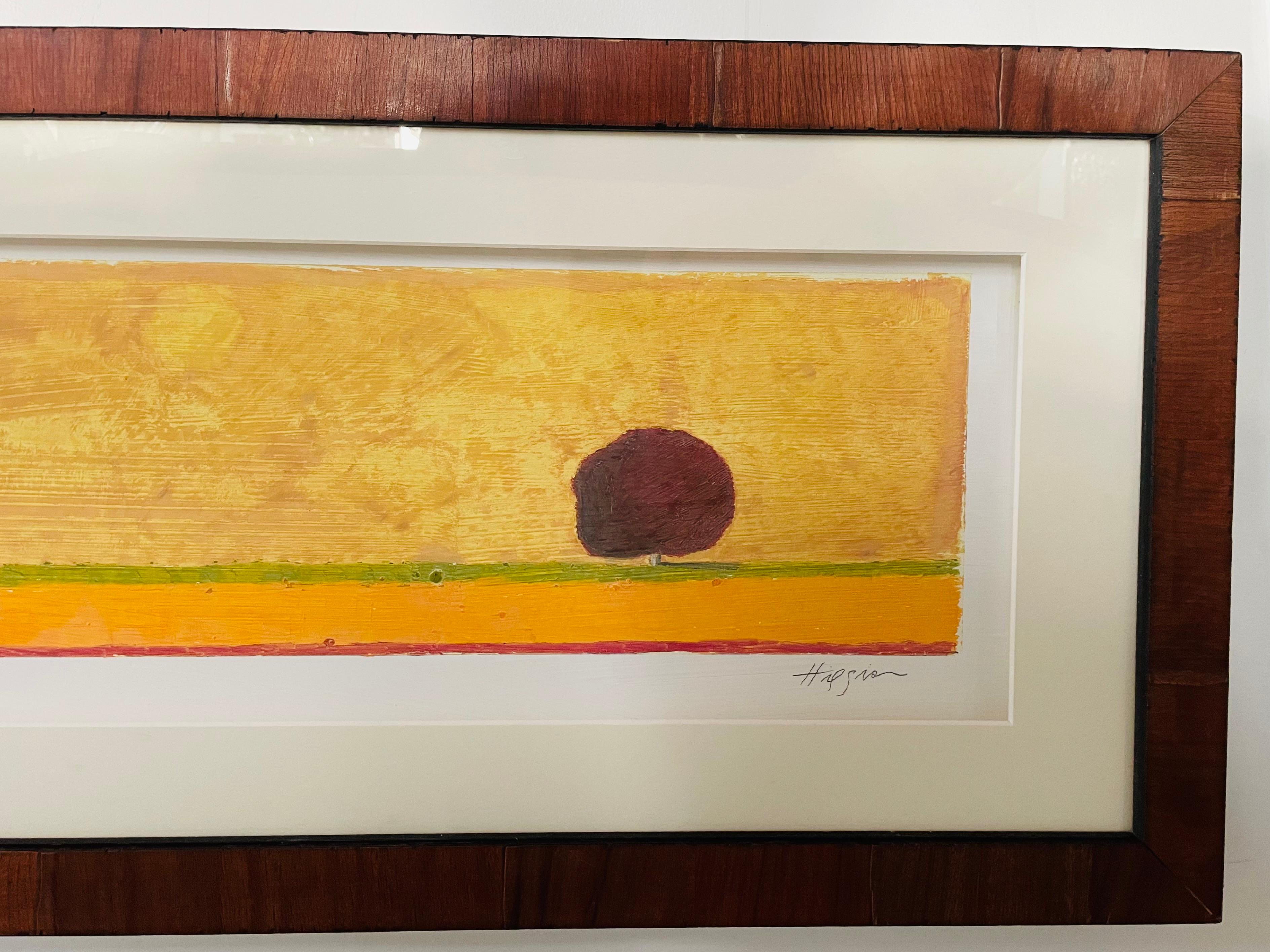 Signed Water Color Contemporary Painting Titled in a Mahogany and Ebony Frame 2