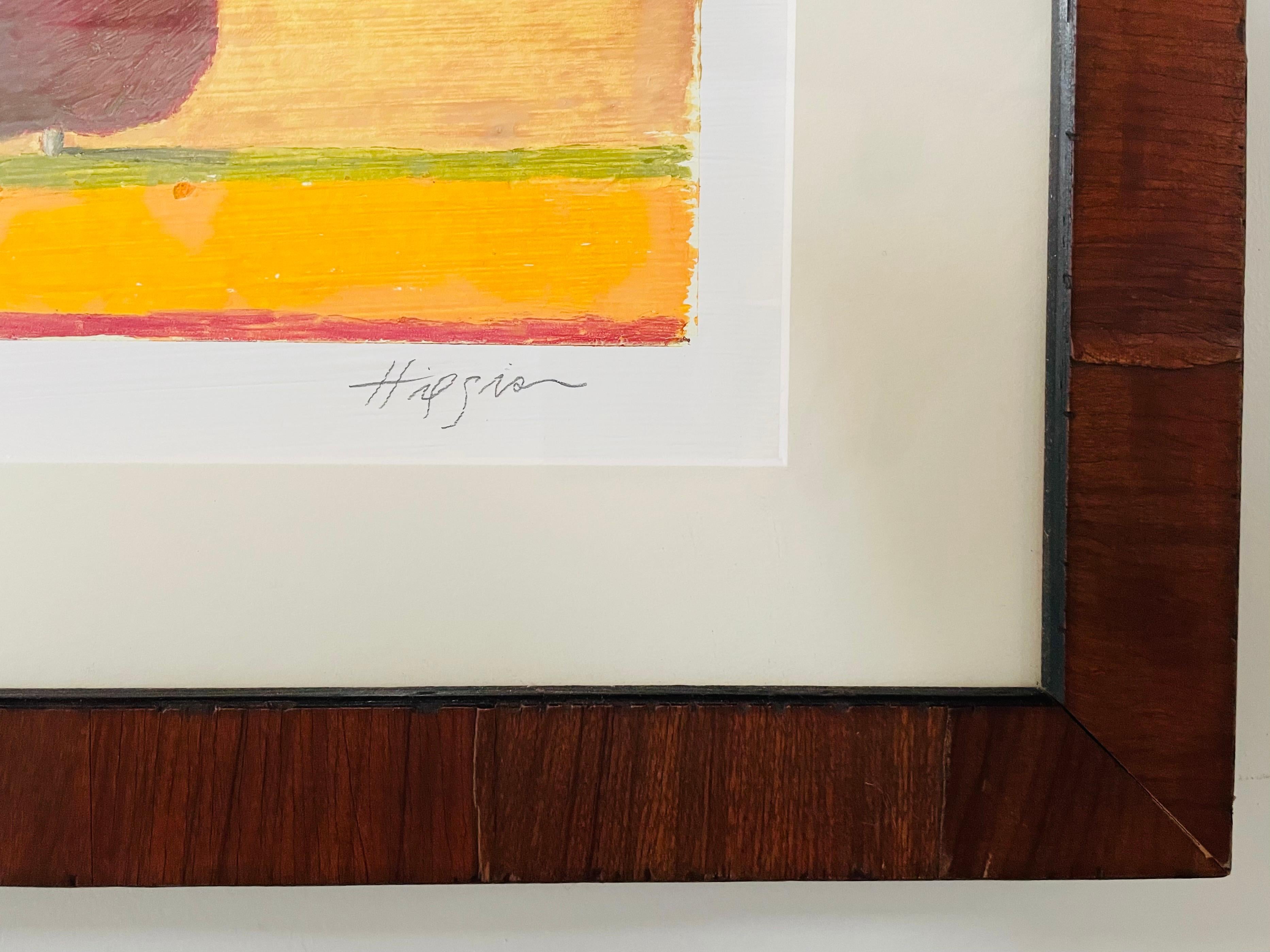 Signed Water Color Contemporary Painting Titled in a Mahogany and Ebony Frame 3