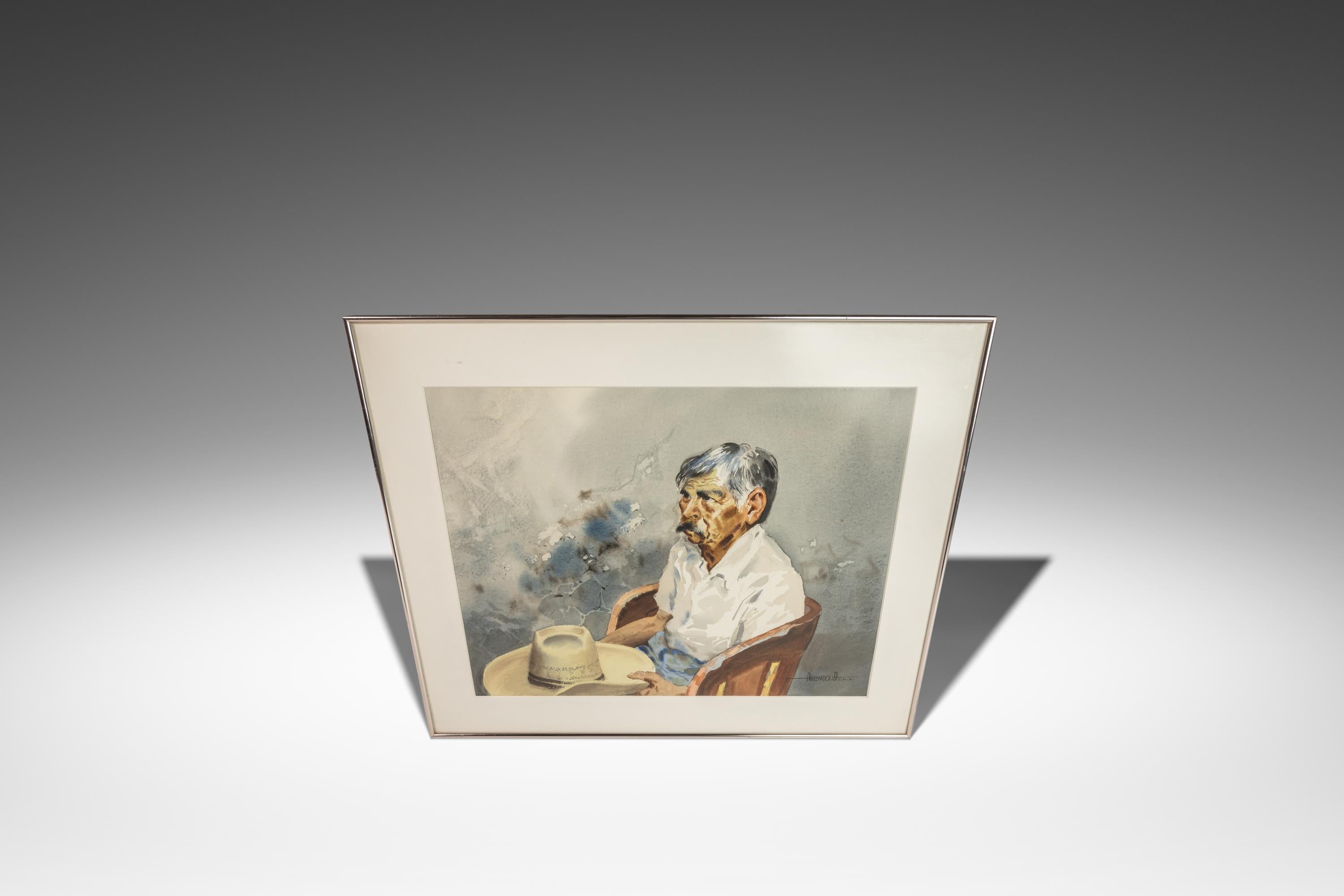 Artisanat Aquarelle d'art populaire El Equipal signée Luis Ricardo Amendolla, années 1980 en vente