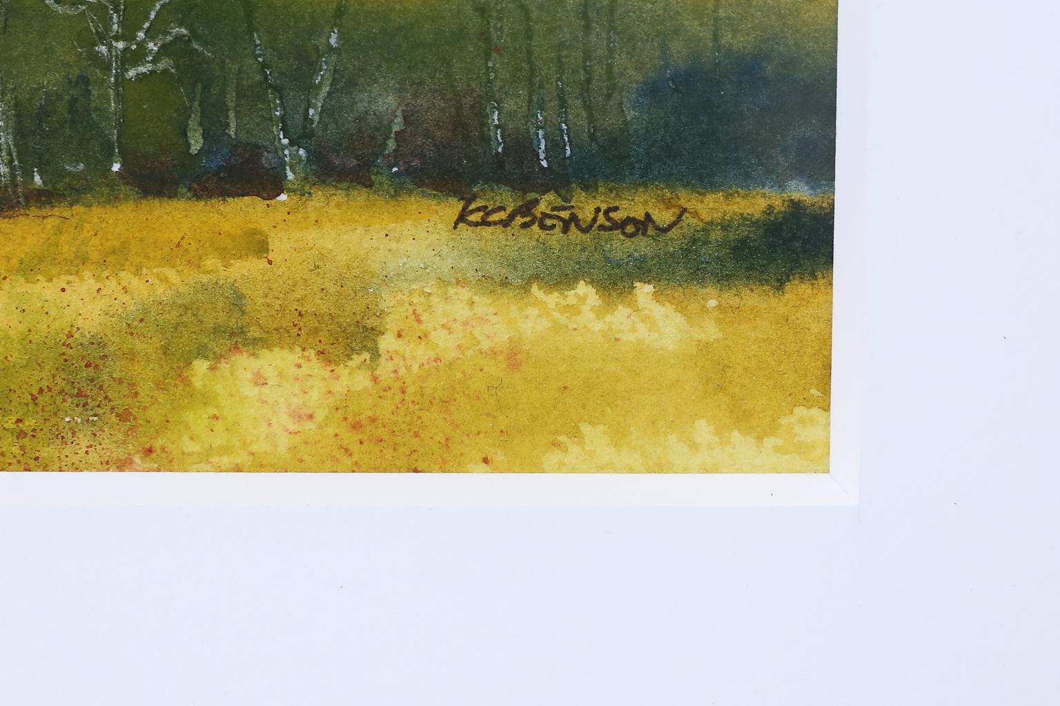 Hand-Painted Signed Watercolor Landscape For Sale