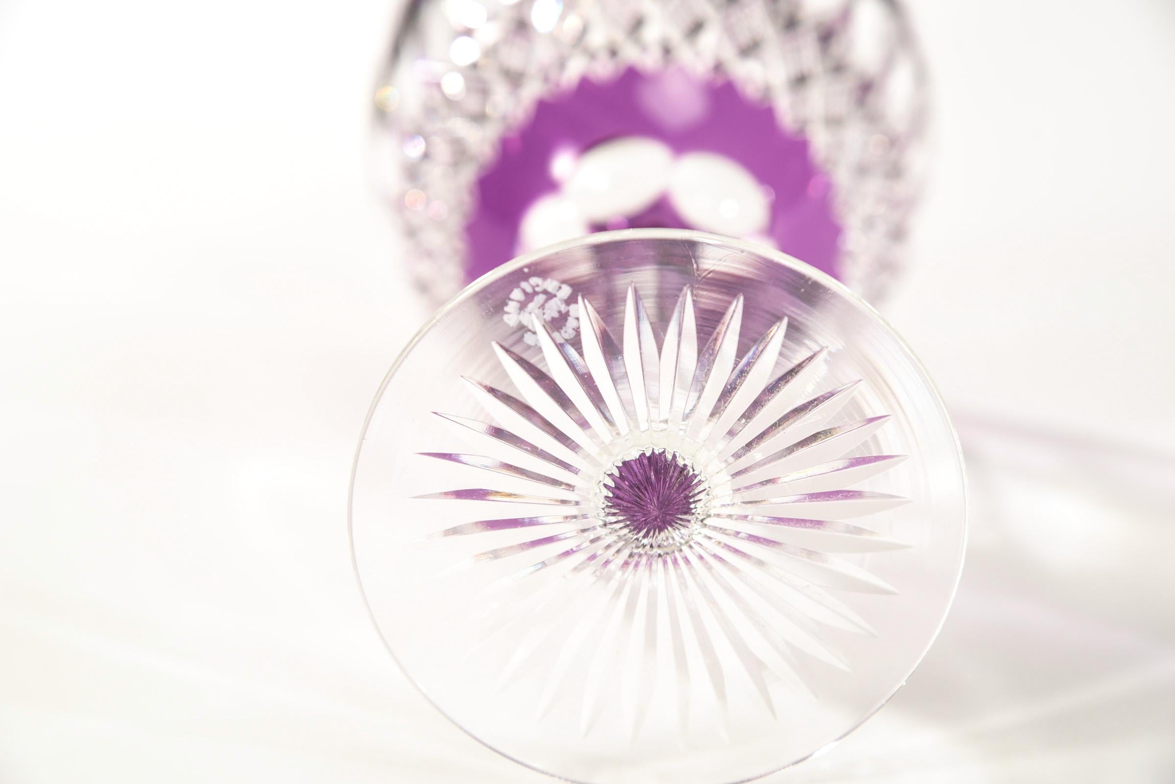 Stemware-Set aus mundgeblasenem Amethyst in klarem Kristall, von Webb signiert, 36 Teile im Angebot 3
