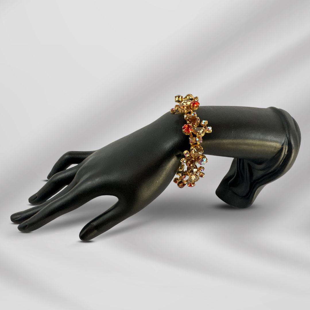 Signiert Weiss Vintage Mehrfarbig  Set aus Halskette, Armband, Ohrringen Damen im Angebot