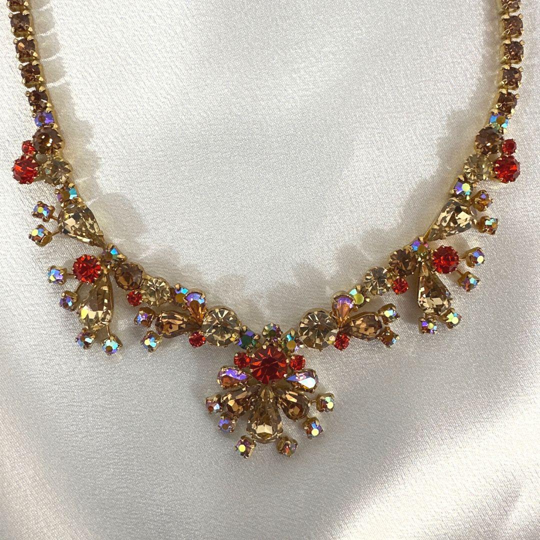 Art Deco Signed Weiss Vintage Multi Color  Set Of Necklace , Bracelet , Earrings For Sale