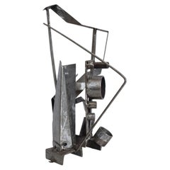 Signed Welded Iron Abstract Table Sculpture, May 1965