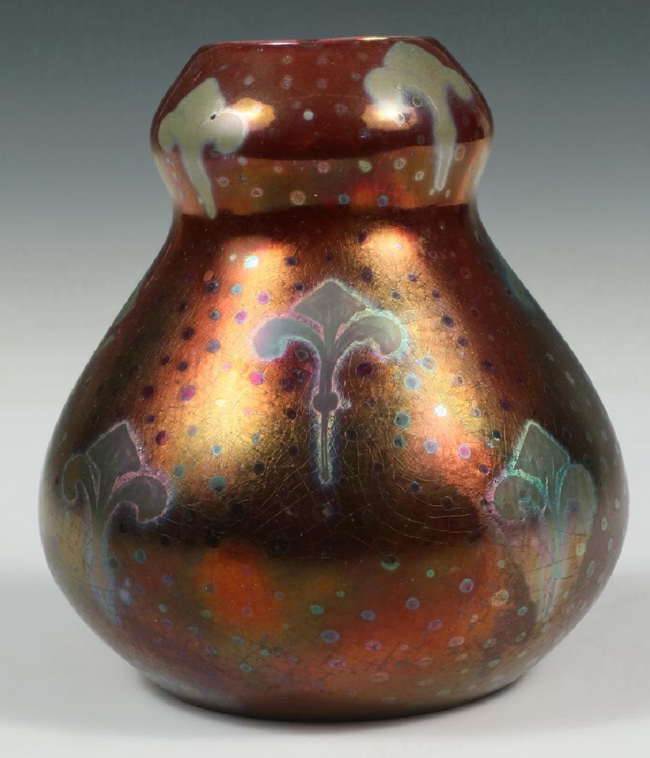 Signed Weller Sicard American Art Pottery Vase with Metallic Luster Glaze 2