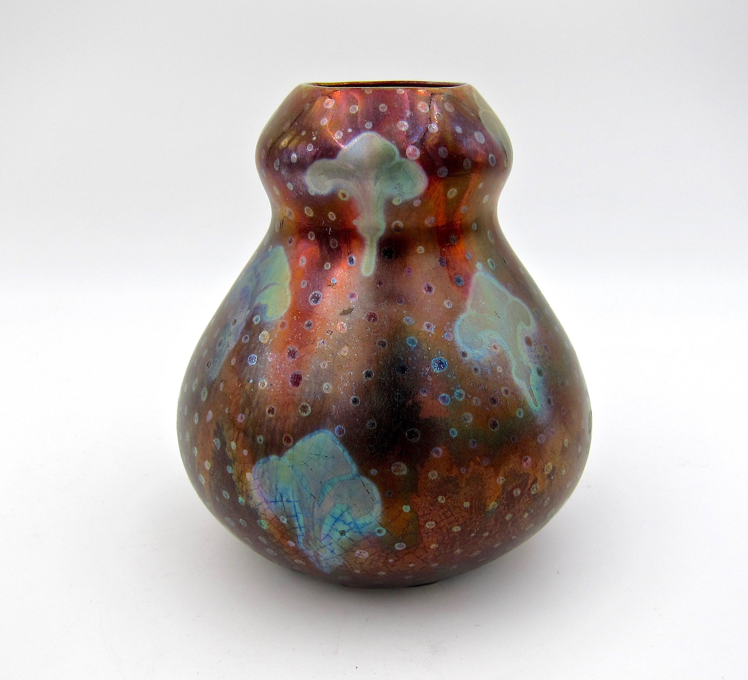 Art Nouveau Signed Weller Sicard American Art Pottery Vase with Metallic Luster Glaze
