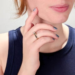 Signed Wesley Emmons Asymmetric Modernist 14K Gold & Pearl Cocktail Ring