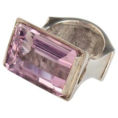 Mid-Century Modern Ring aus Sterlingsilber und Amethyst von Wesley Emmons signiert, 1970er Jahre