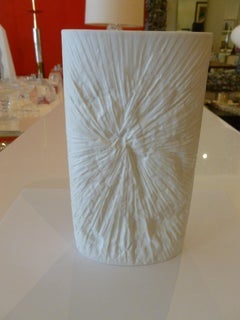 Signed White Bisque Porcelain  Rosenthal German Tie Die Vase/ Vessel