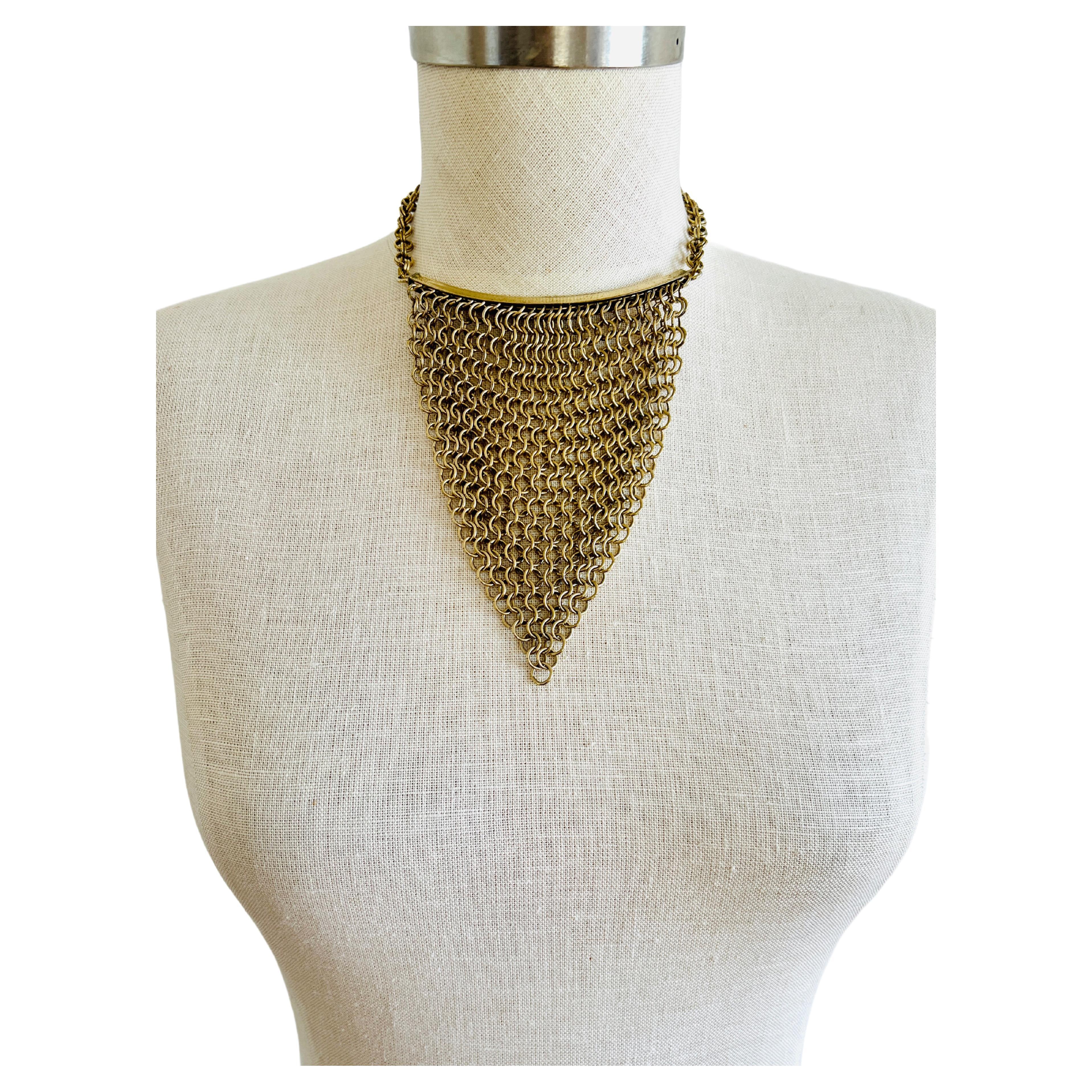 Retro Faceted Beads Gold Mesh Bib Choker Necklace and Bracelet Set For ...