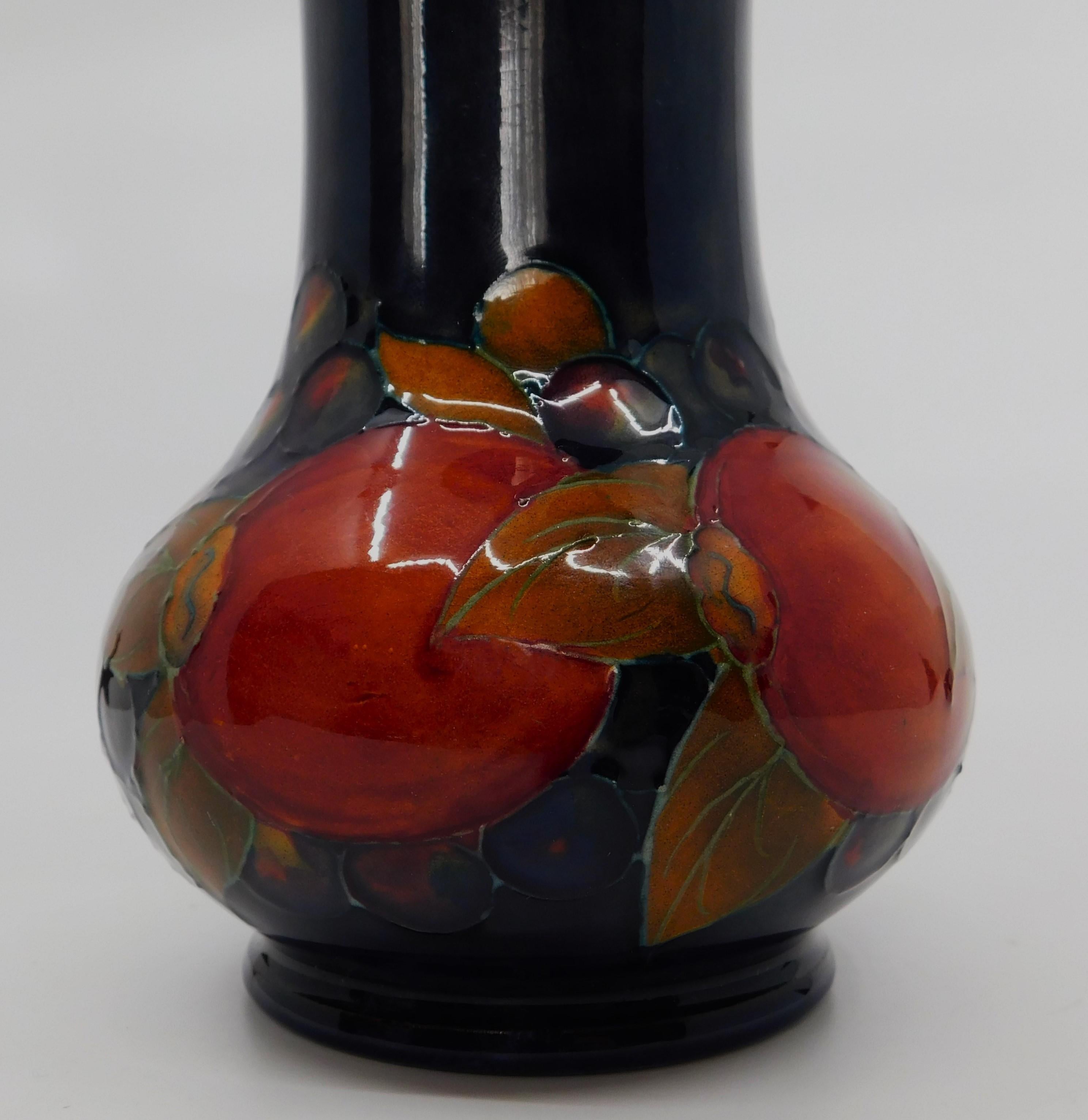 20th Century Signed William Moorcroft Pomegranate Cobalt Wisteria Art Pottery Vase Circa 1950 For Sale