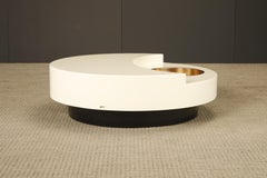 Signed Willy Rizzo 'TRG' Rotating Cocktail Table in Lacquer & Brass, 1980s Italy