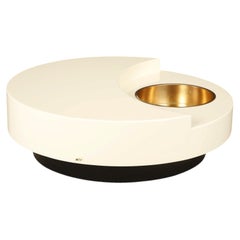 Signed Willy Rizzo 'TRG' Rotating Cocktail Table in Lacquer & Brass, 1980s Italy