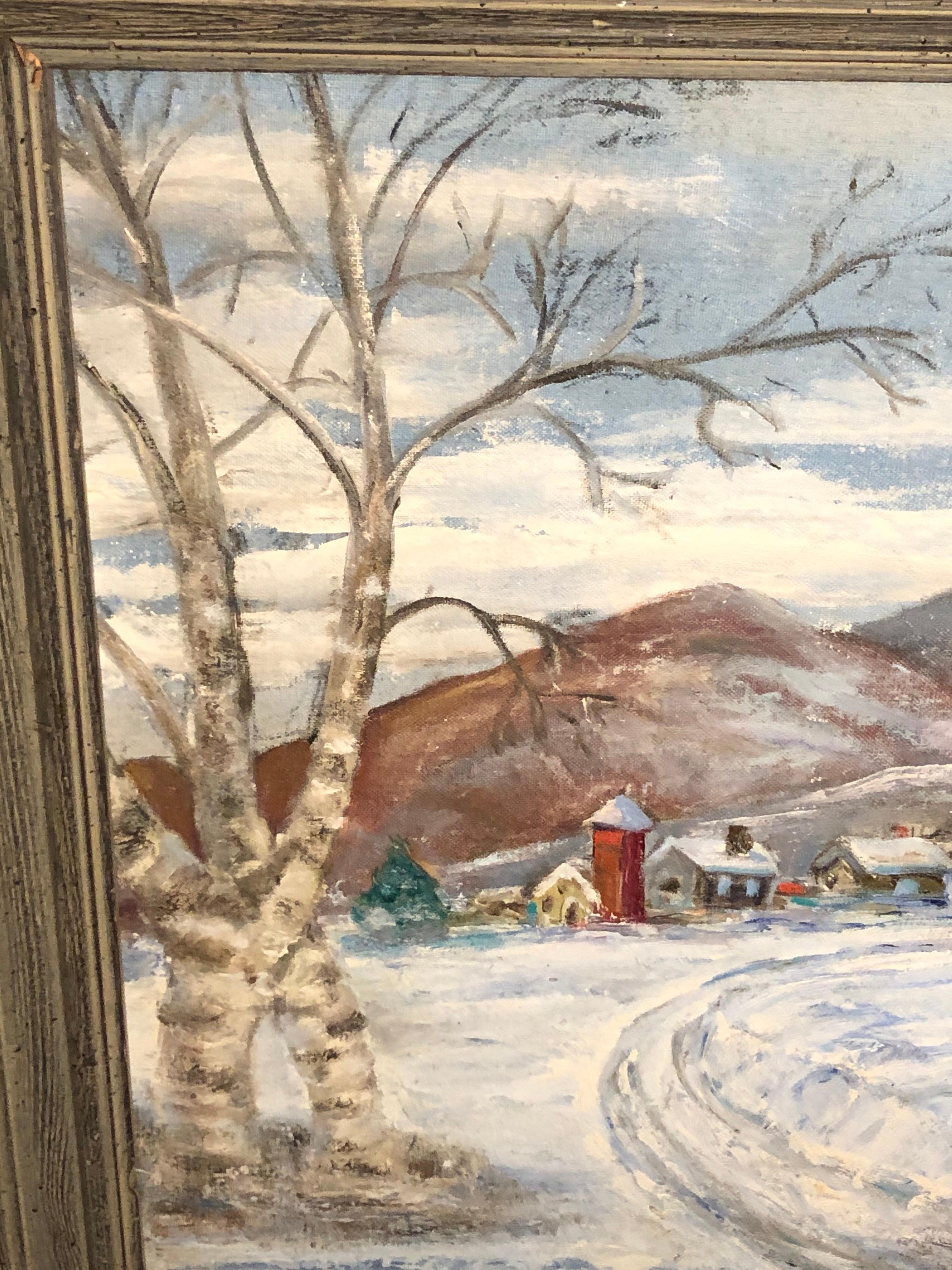 Signed Winter Church Scene by F. Michaels For Sale 8